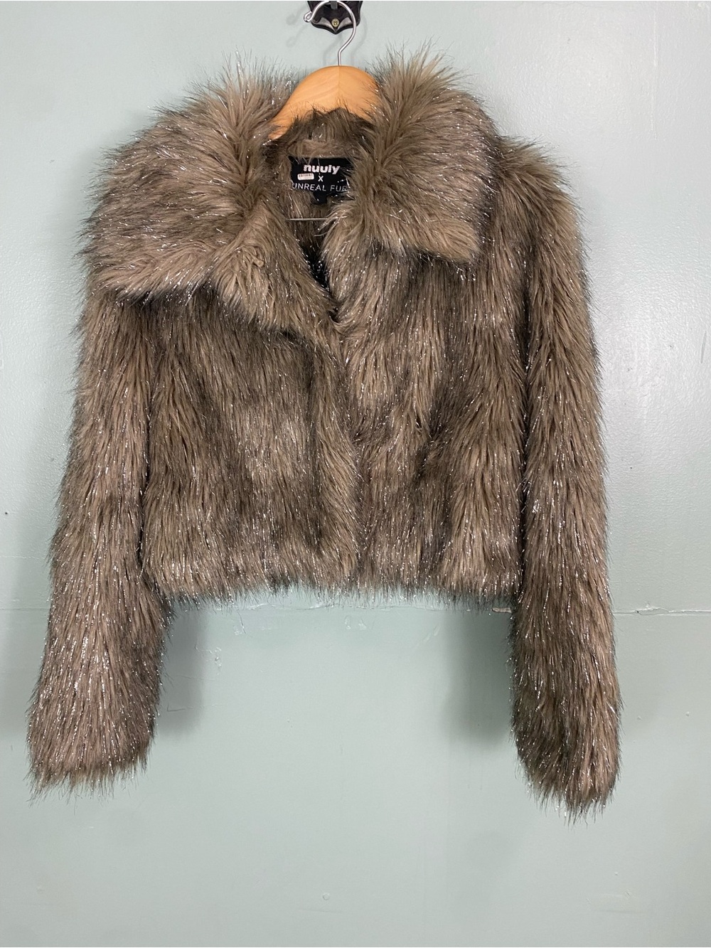 Unreal Fur Nuuly Stardust Faux Fur Jacket Brown Large